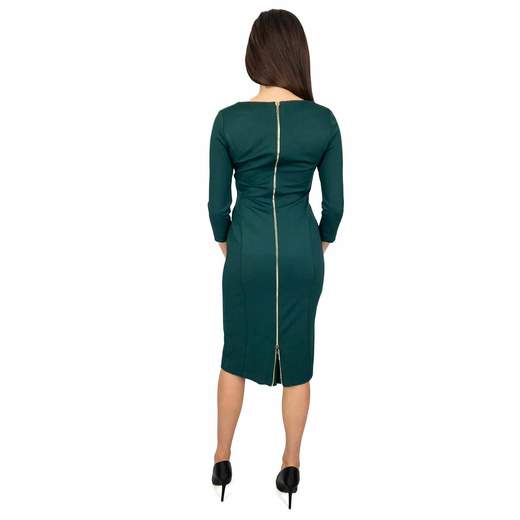 CARMEN Abito Tubino Donna Elegante Manica Tre Quarti Invernale Midi Stretch