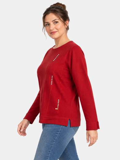 Maglia girocollo con strass in misto viscosa
