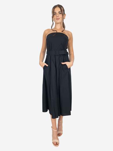 Women's cotton summer dress with belt – Strapless