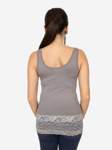 Canotta Donna Slim Fit con Pizzo in Fondo – Modello Corto Elasticizzato