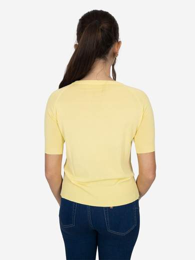 Maglia donna girocollo slim fit manica corta con spacchetti laterali