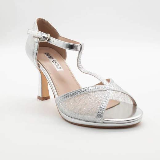 Sandalo da Cerimonia Argento con Tacco a Clessidra
