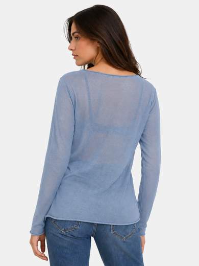 Basic Lightweight Cotton Top with Faux Raw Edge