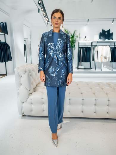 Peg Moda Completo donna elegante 3 pezzi con spolverino damascato Made in Italy 27-71-857