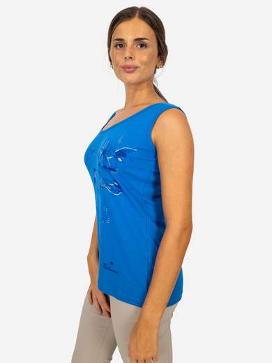 Women’s cotton tank top Perlarara with floral print and glitter Made in Italy