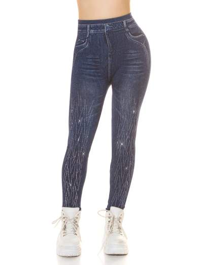 Jeggings a vita alta con glitter Soraya