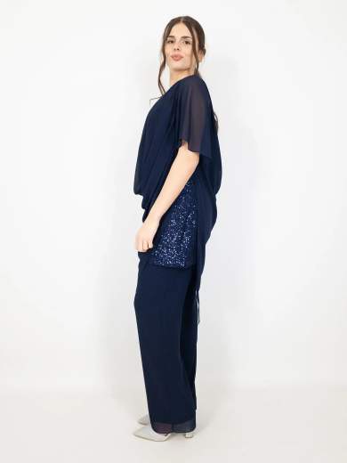 Completo elegante curvy con casacca, pantalone e stola da cerimonia