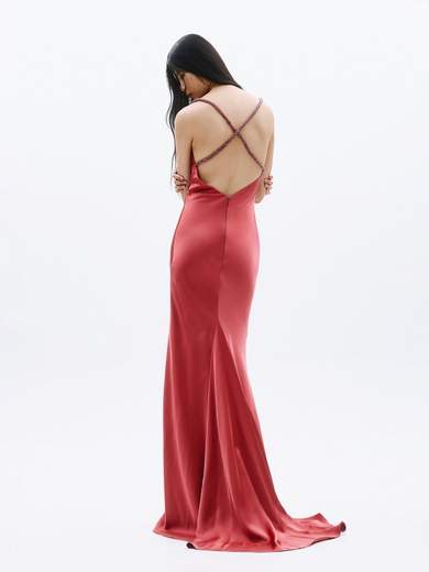 Abito Lungo da Cerimonia in Raso con Stola e Spalline Gioiello