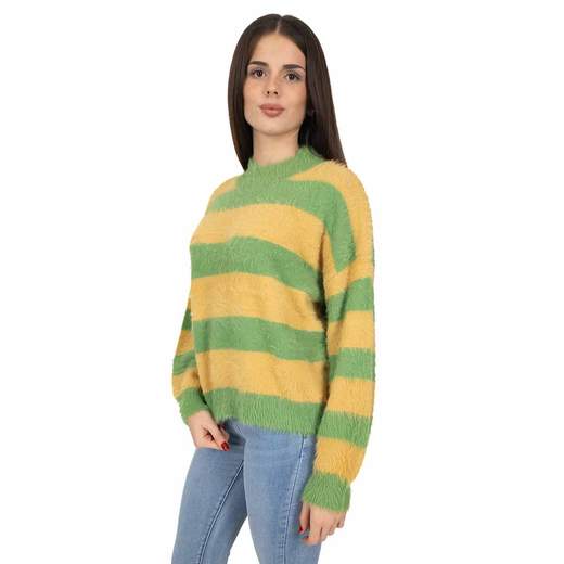 STRABELLO Pullover Donna Morbido a Righe Lupetto Peloso Inverno