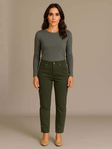 Emanuela Costa Jeans donna in fustagno elasticizzato a 5 tasche vita medio alta gamba dritta EC6833