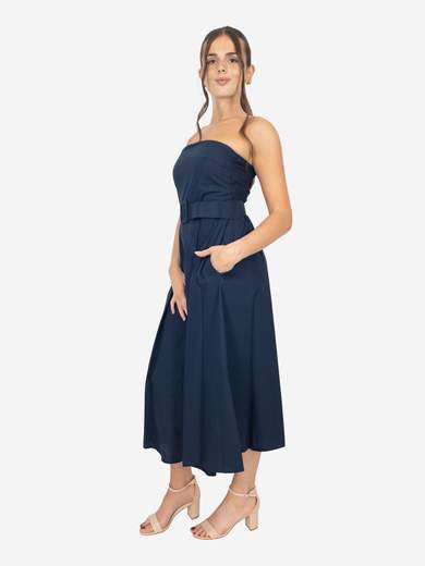 Women's cotton summer dress with belt – Strapless