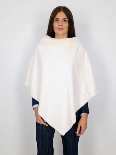 STRABELLO Poncho Donna Invernale Elegante in Pelliccia Sintetica PJ-139