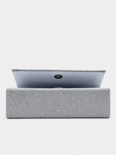 Silver Glitter Evening Clutch with Chain Strap XX3480-ARGENTO