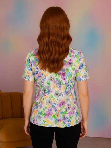 Monica Braghini Women’s summer printed stretch viscose T-shirt Made in Italy 505001