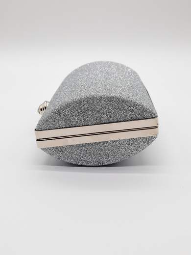 Rigid Silver Glitter Clutch with Removable Chain