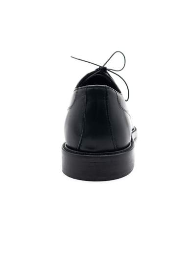 Men's Black Leather Derby Shoes with Leather Sole