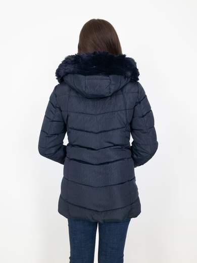 Piumino Lungo Donna Con Cappuccio E Pelliccia Staccabile