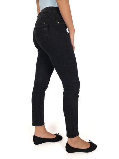 Jeggings Donna Neri A Vita Alta Con Elastico Emanuela Costa