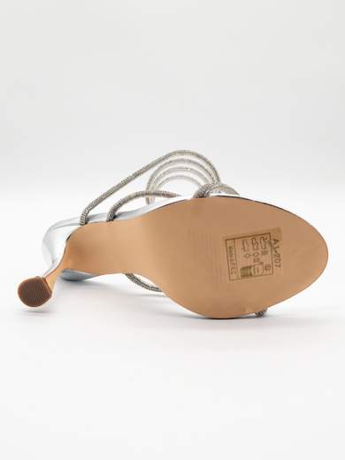 Sandalo gioiello argento con spirale e tacco a clessidra 10,5 cm