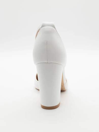 Décolleté bianca con cinturino e tacco largo 8,5 cm