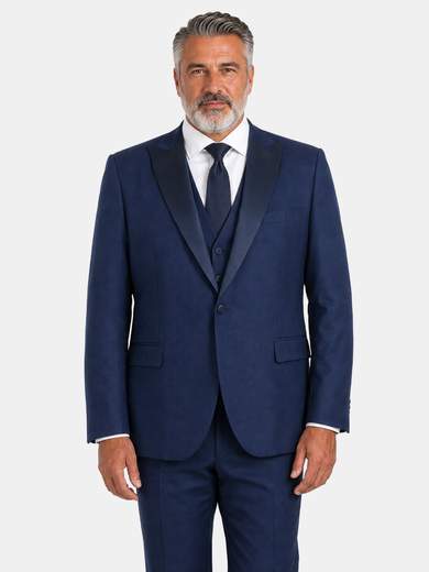 Men's Three-Piece Tailored Suit with Satin Lapels AB0556-D4