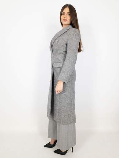 Cappotto doppiopetto lungo in lana grigio