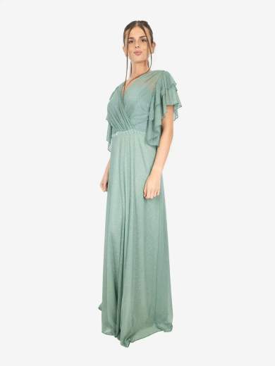 Abito curvy da cerimonia lungo con strass e stola – Taglie comode
