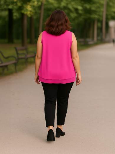 Curvy Girl Blusa curvy smanicata in georgette – Taglie 48-52 T5915T5