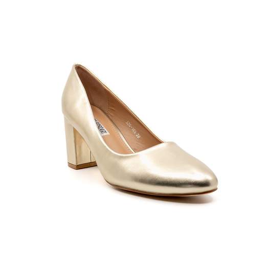 CHIARA FOSCARI Scarpe Decollete Comode A Punta Tonda E Tacco Largo Color Oro