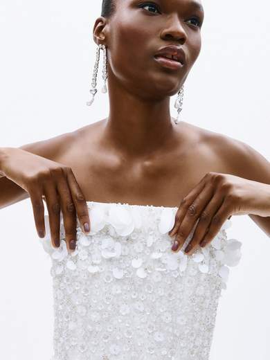 Abito da Sposa Corto Bianco con Perline e Paillettes a4860w