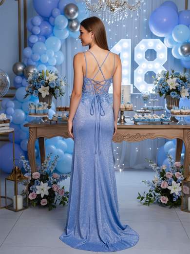 Long Glitter Mermaid Dress with Slit for 18th Birthday Party