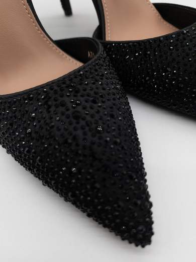 Black Formal Pumps with Rhinestones and 9 cm Heel A71-819-NERO