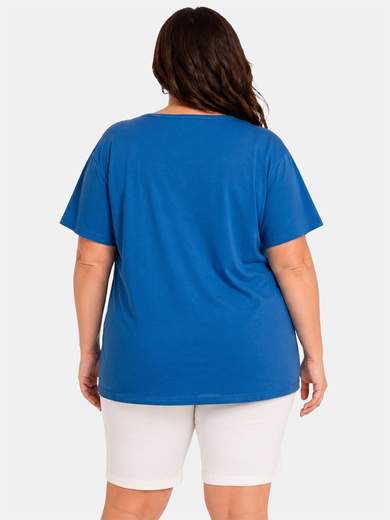 Curvy Cotton T-Shirt with Rhinestones Made in Italy