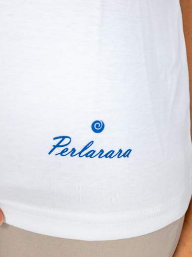 Women’s cotton tank top Perlarara with floral print and glitter Made in Italy