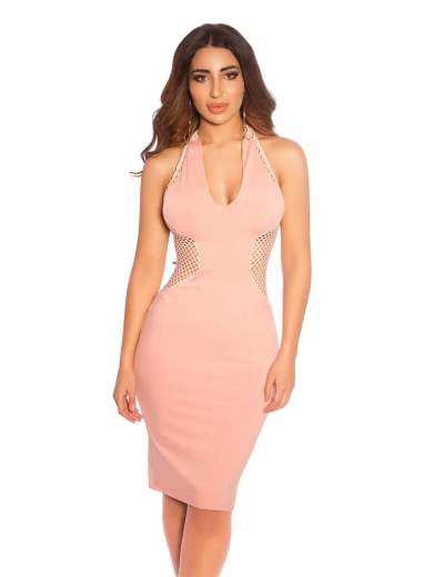 KOUCLA Miniabito sexy con scollo a V e rete trasparente 0000K19210