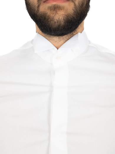 Camicia Bianca Elegante Uomo con Collo Diplomatico Comfort Fit