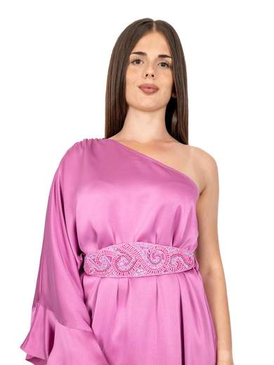 Vestito Cerimonia Elegante Donna Corto Monospalla Semplice