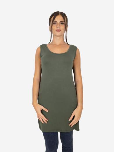 Women's long curvy basic tank top in stretch viscose – One size