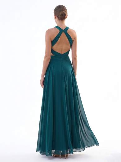 Abito Lungo da Cerimonia in Chiffon con Collo all'Americana 7007-6F