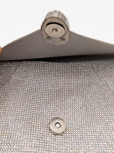 Silver Ceremony Clutch with Rhinestones and Jewel Closure
