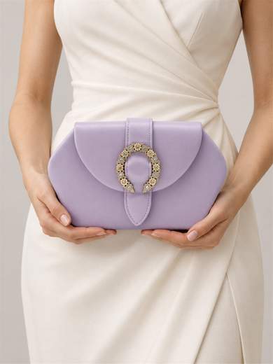 Elegant Lilac Ceremony Clutch Bag with Jewel Buckle