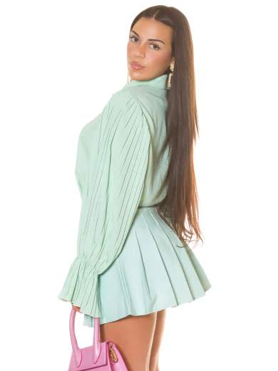 Minigonna pantaloncino sexy a vita alta con pieghe a scatola