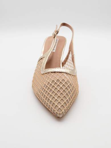 Slingback Oro a Rete con Strass e Tacco a Clessidra 7,5 cm