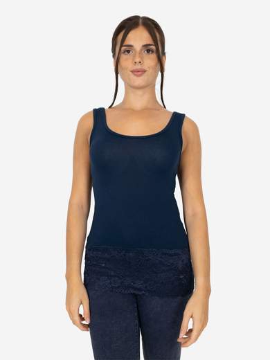Canotta Donna Slim Fit con Pizzo in Fondo – Modello Corto Elasticizzato
