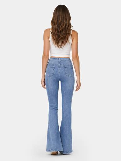 Slim Fit Light Blue Denim Flare Jeans