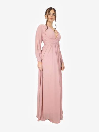 STRABELLO CERIMONIA Abito lungo da cerimonia in chiffon con maniche lunghe A29499-3933-VARSAVIA