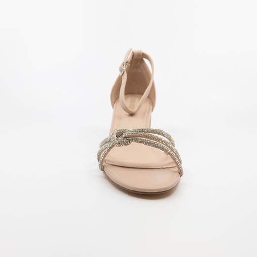 Chiara Foscari Sandali Beige Eleganti Cerimonia Tacco Largo Con Strass Comodi