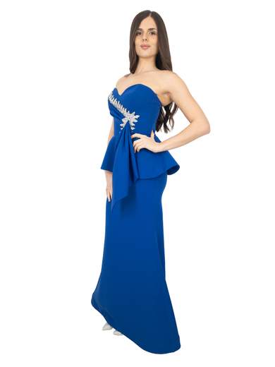 Abito da Sera a Sirena con Strass e Stola in Chiffon 29547