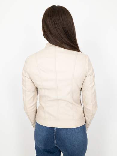 Giacca Ecopelle Donna Corta Con Zip E Manica Lunga