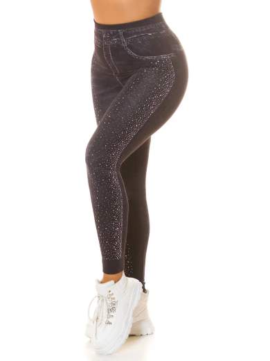 KOUCLA Jeggings Push-Up Vita Alta con Glitter 0000HL-890